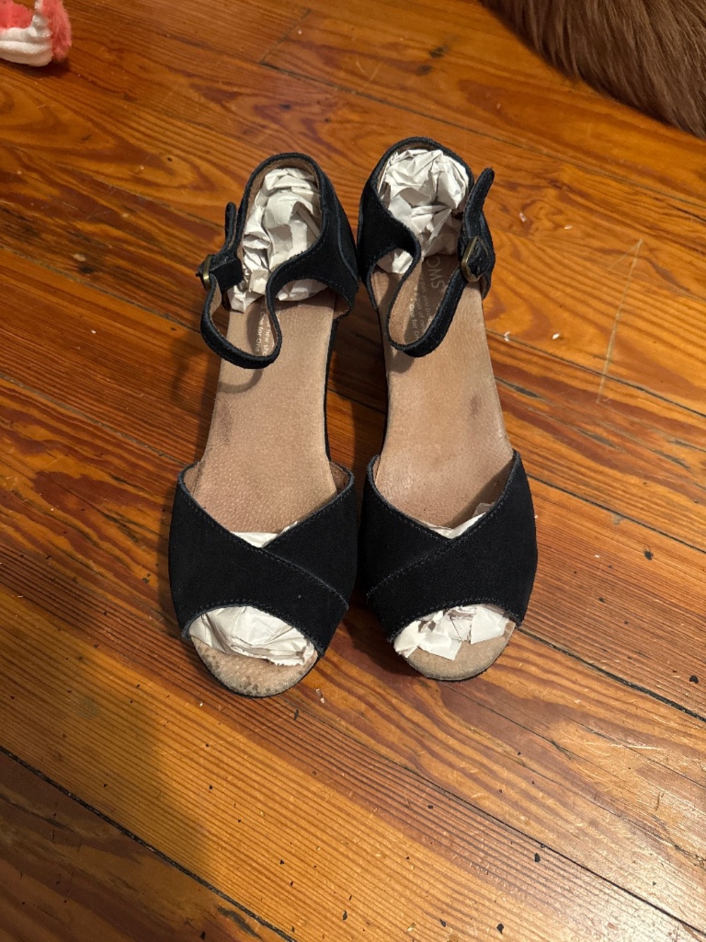 TOMS Suede Black Wedges